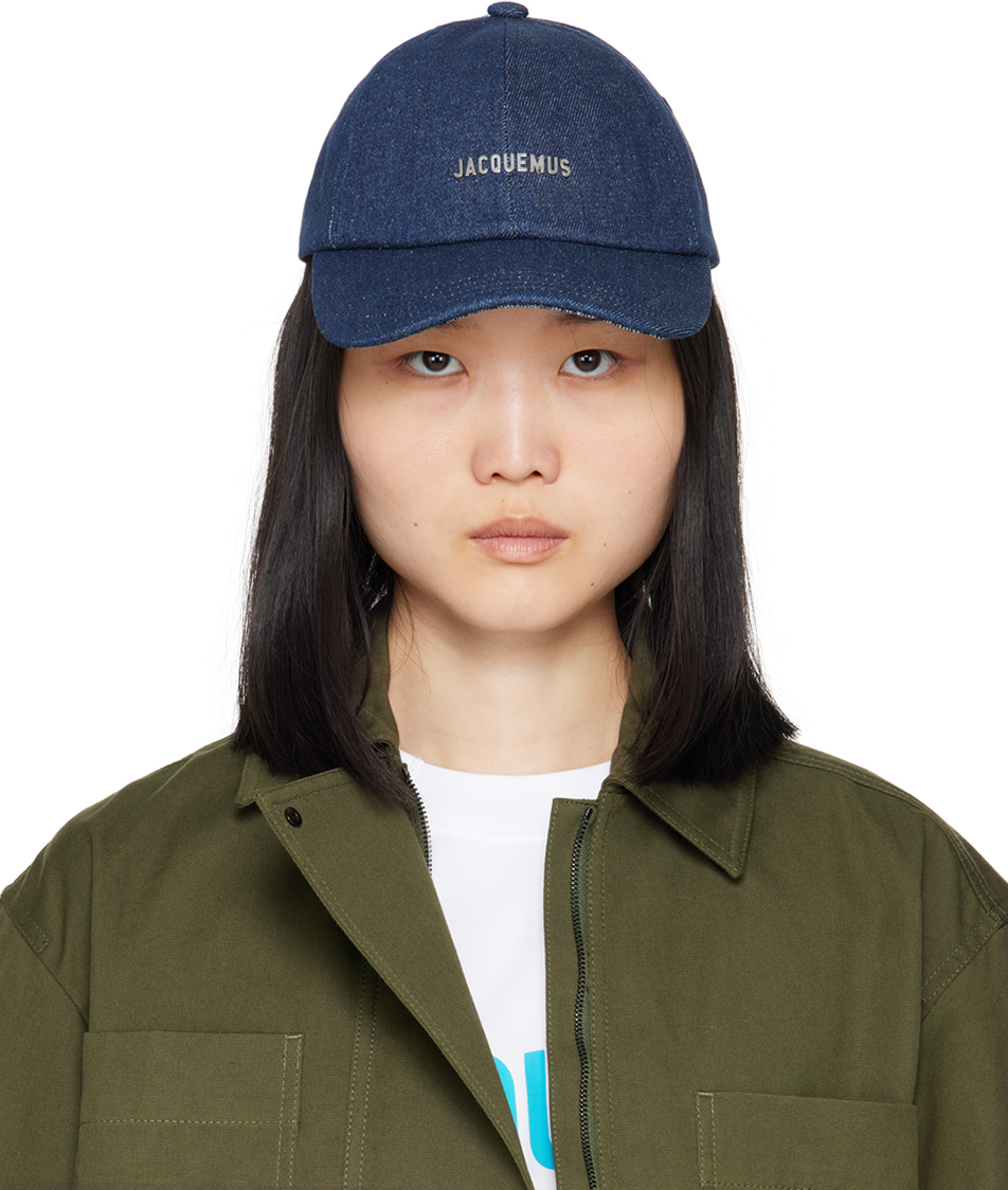 Shop Jacquemus Navy La Casa 'la Casquette Gadjo' Denim Cap In 38f Navy/navy Stripe