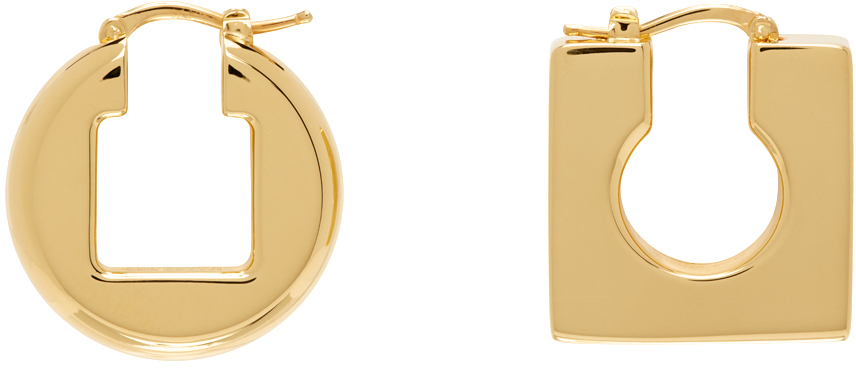 Shop Jacquemus Gold Les Classiques 'les Boucles Rond Carré' Earrings In 270 Light Gold