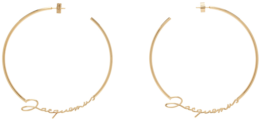 Shop Jacquemus Gold Les Classiques 'les Créoles ' Earrings In 280 Gold