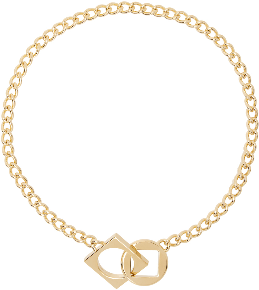 Shop Jacquemus Gold Les Classiques 'le Collier Rond Carré' Necklace In 270 Light Gold