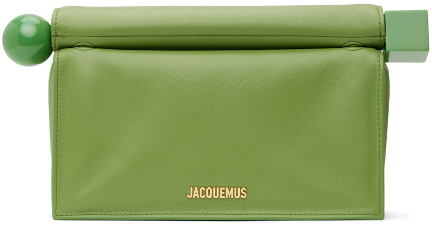 JACQUEMUS GREEN LA CASA 'LA POCHETTE ROND CARRÉ' CLUTCH 