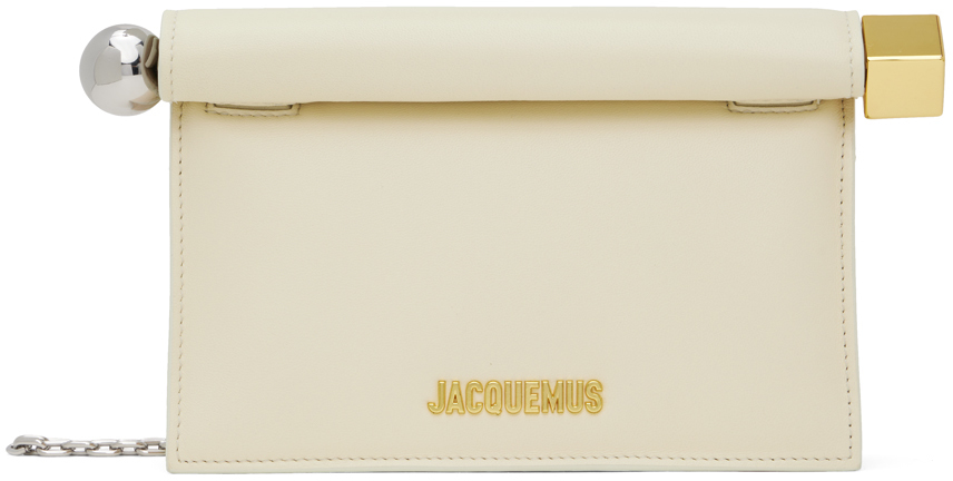 Shop Jacquemus Les Sculpturesコレクション オフホワイト La Petite Pochette Rond Carré クラッチ In 115 Light Ivory