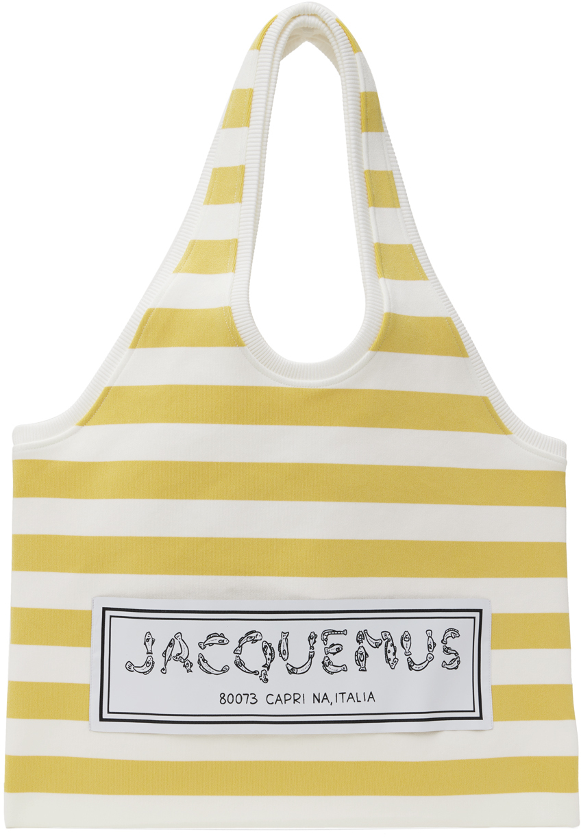 Shop Jacquemus Yellow & White La Casa 'le Sac Marcel' Tote In 020 Multi-yellow