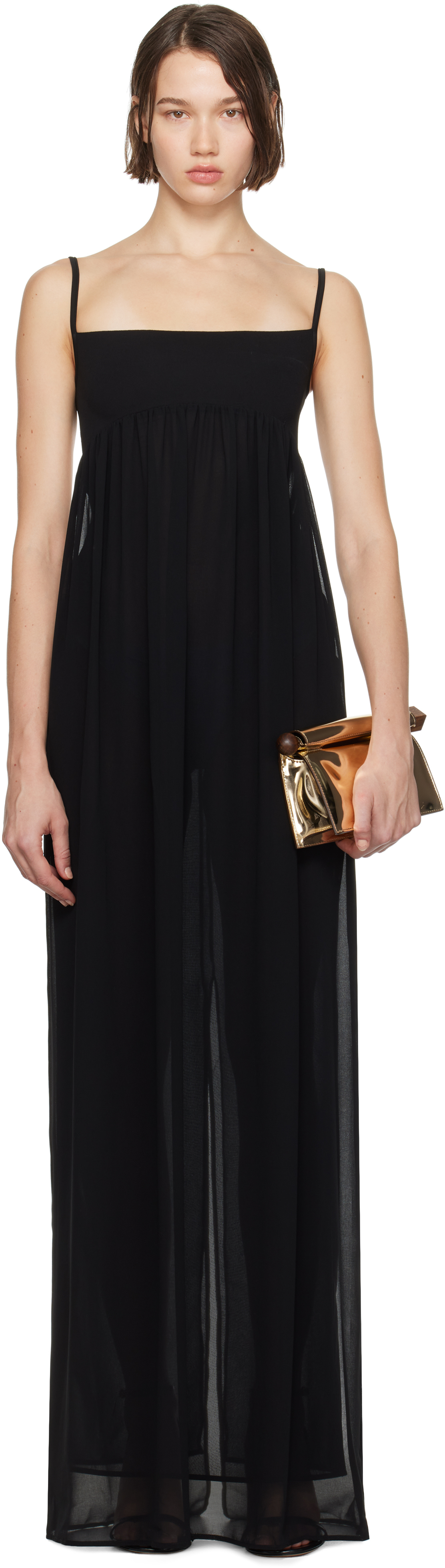 Black La Casa 'La robe Peplo' Maxi Dress by JACQUEMUS on Sale