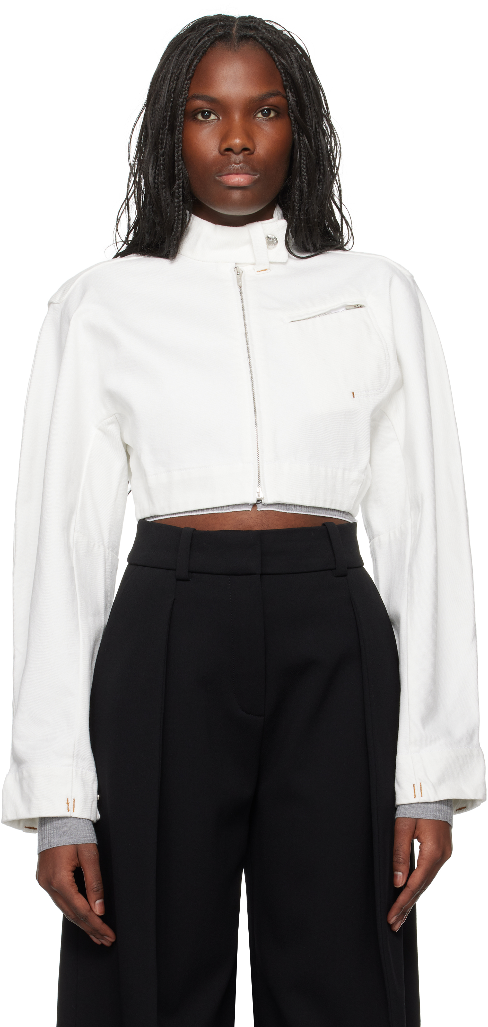 Shop Jacquemus White La Casa 'la Veste De-nîmes Cabrio' Denim Jacket In 110 Off-white