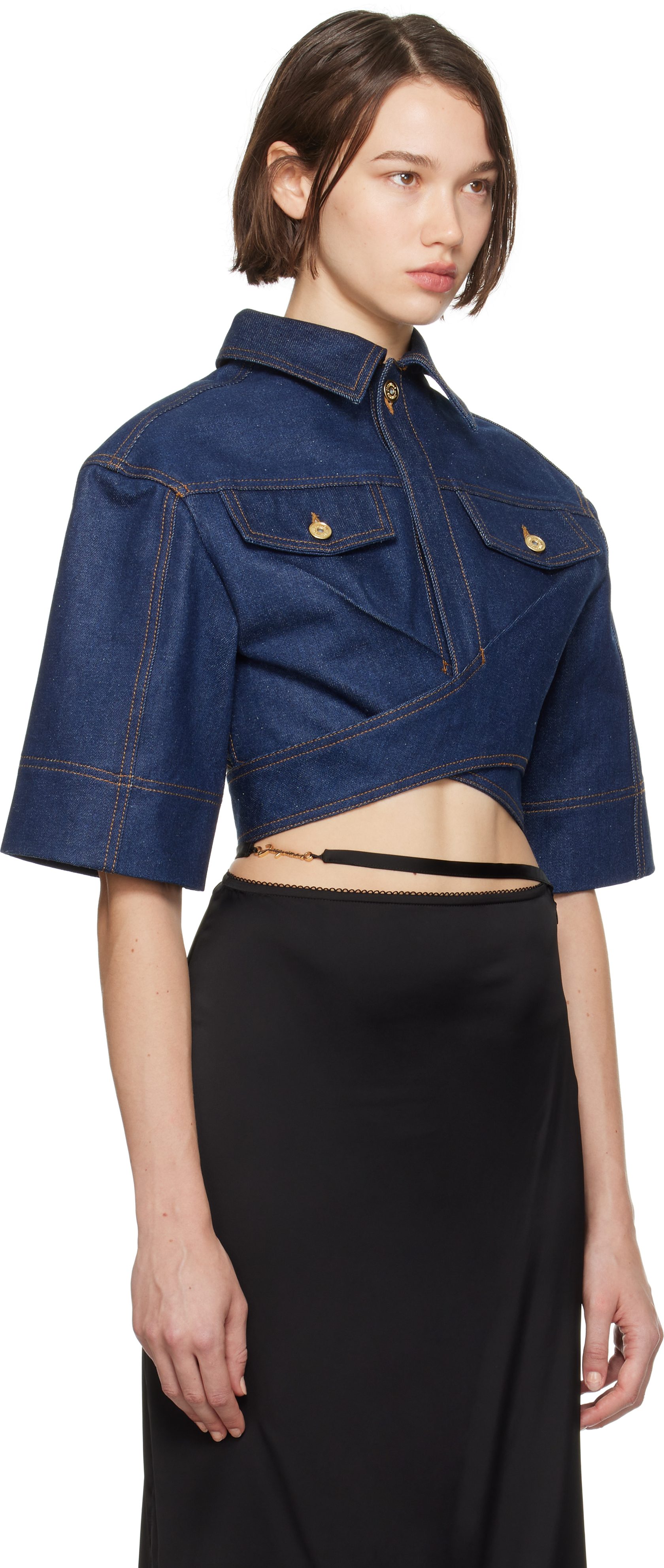 JACQUEMUS NAVY LA CASA 'LE HAUT DE-NÎMES' DENIM SHIRT