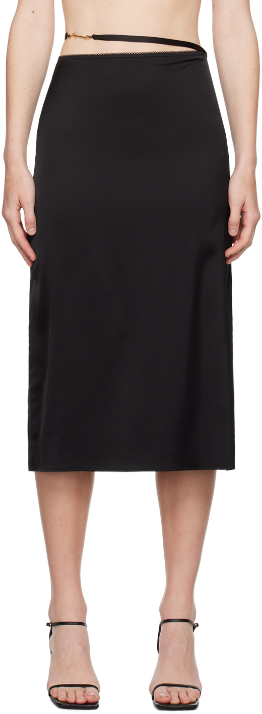 Shop Jacquemus Black La Casa 'la Jupe Notte' Midi Skirt In 990 Black