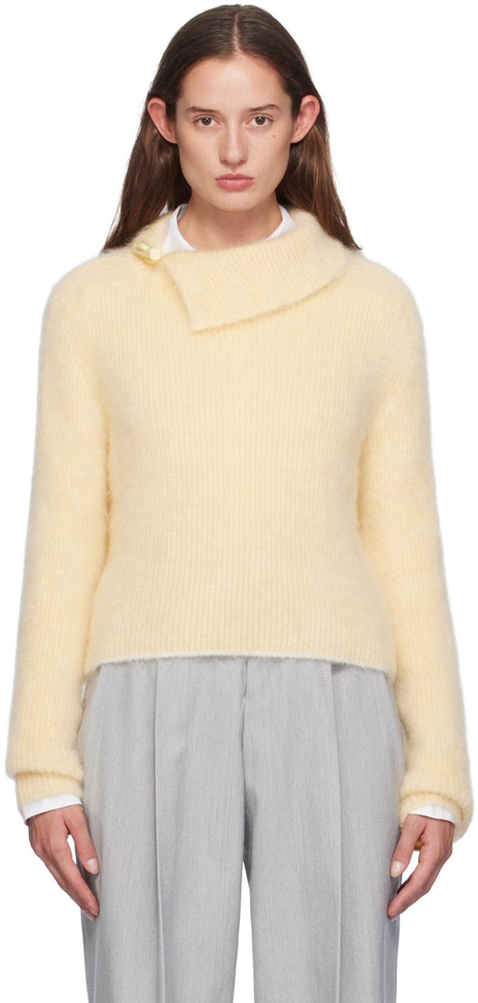 Shop Jacquemus Yellow La Casa 'le Pull Marina' Sweater In 210 Light Yellow