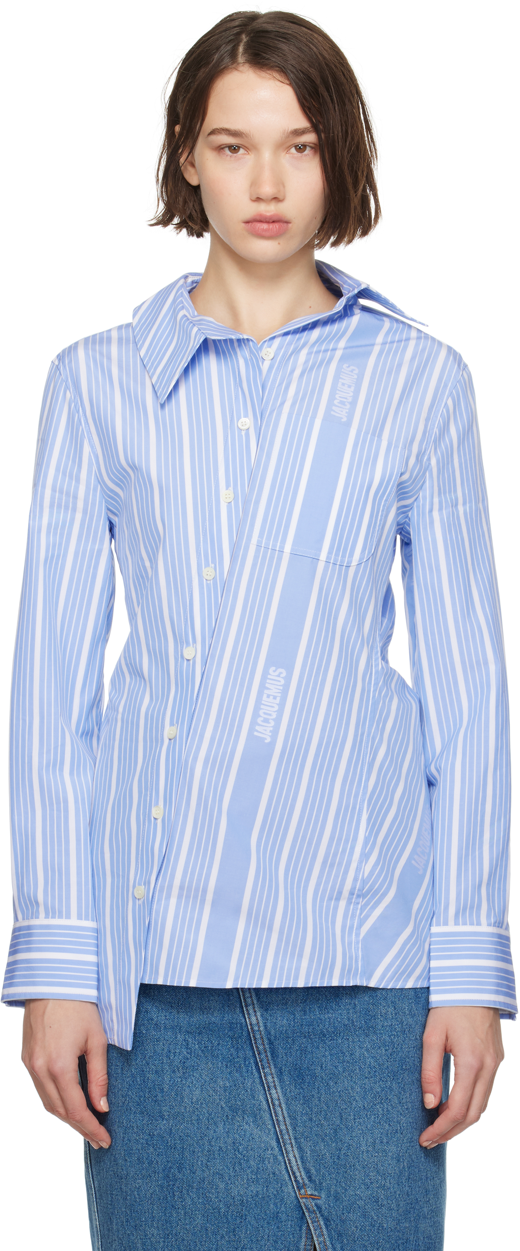 Shop Jacquemus Blue La Casa 'la Chemise Pablo' Shirt In 3ev Jacquard Busines