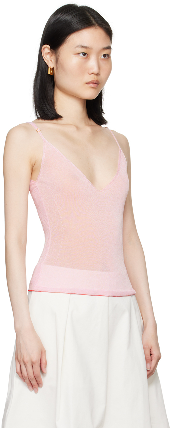 Shop Jacquemus Pink La Casa 'la Maille Spallina' Tank Top In 430 Pink