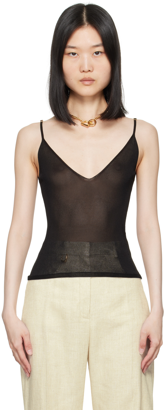 Shop Jacquemus Black La Casa 'la Maille Spallina' Tank Top In 990 Black