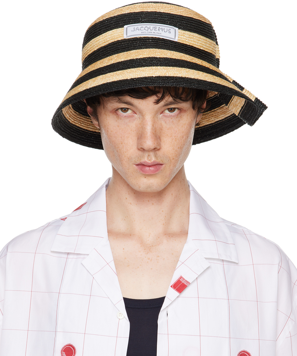 Shop Jacquemus Beige & Black La Casa 'le Chapeau Vela' Hat In 1fy Ivory Black