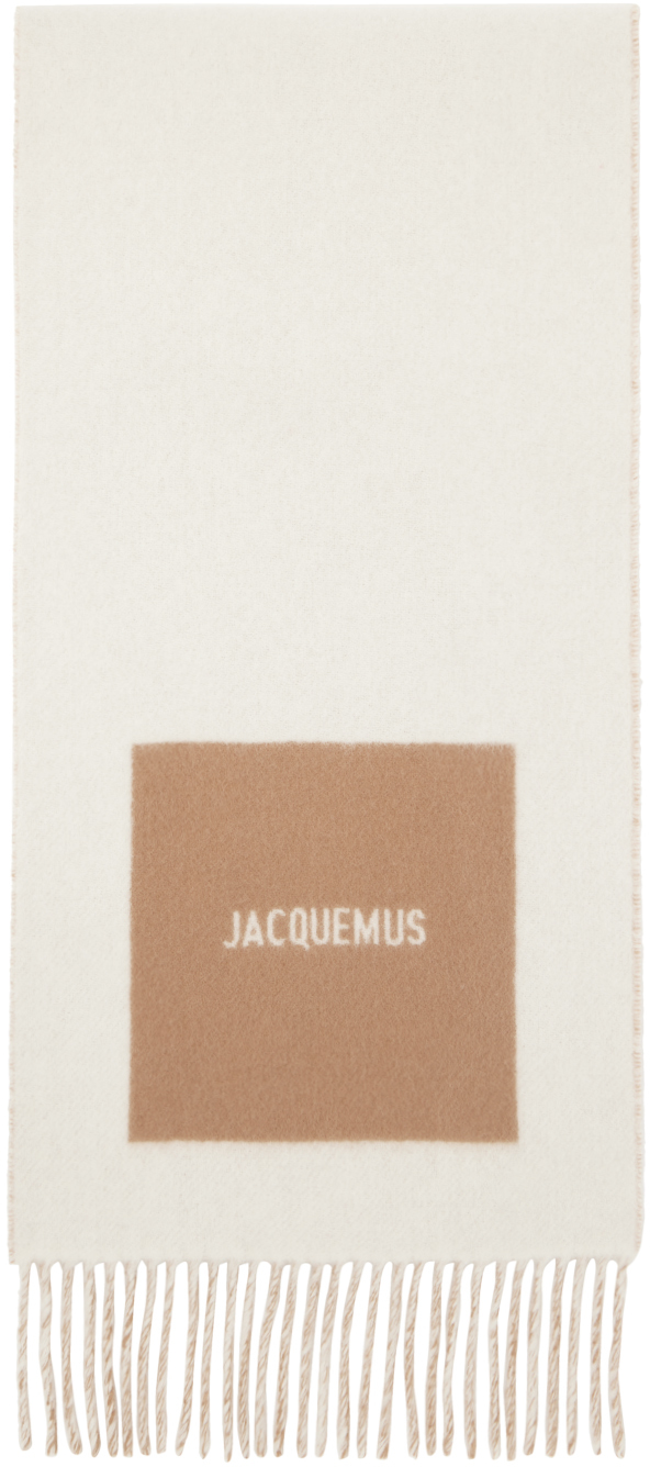 Shop Jacquemus La Casaコレクション ベージュ L'écharpe Rond Carré マフラー In 015 Multi-beige