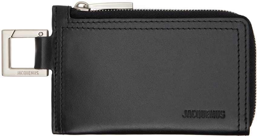 Shop Jacquemus Les Classiquesコレクション ブラック＆ネイビー Le Porte-zippé Cuerda カードケース In 990 Black