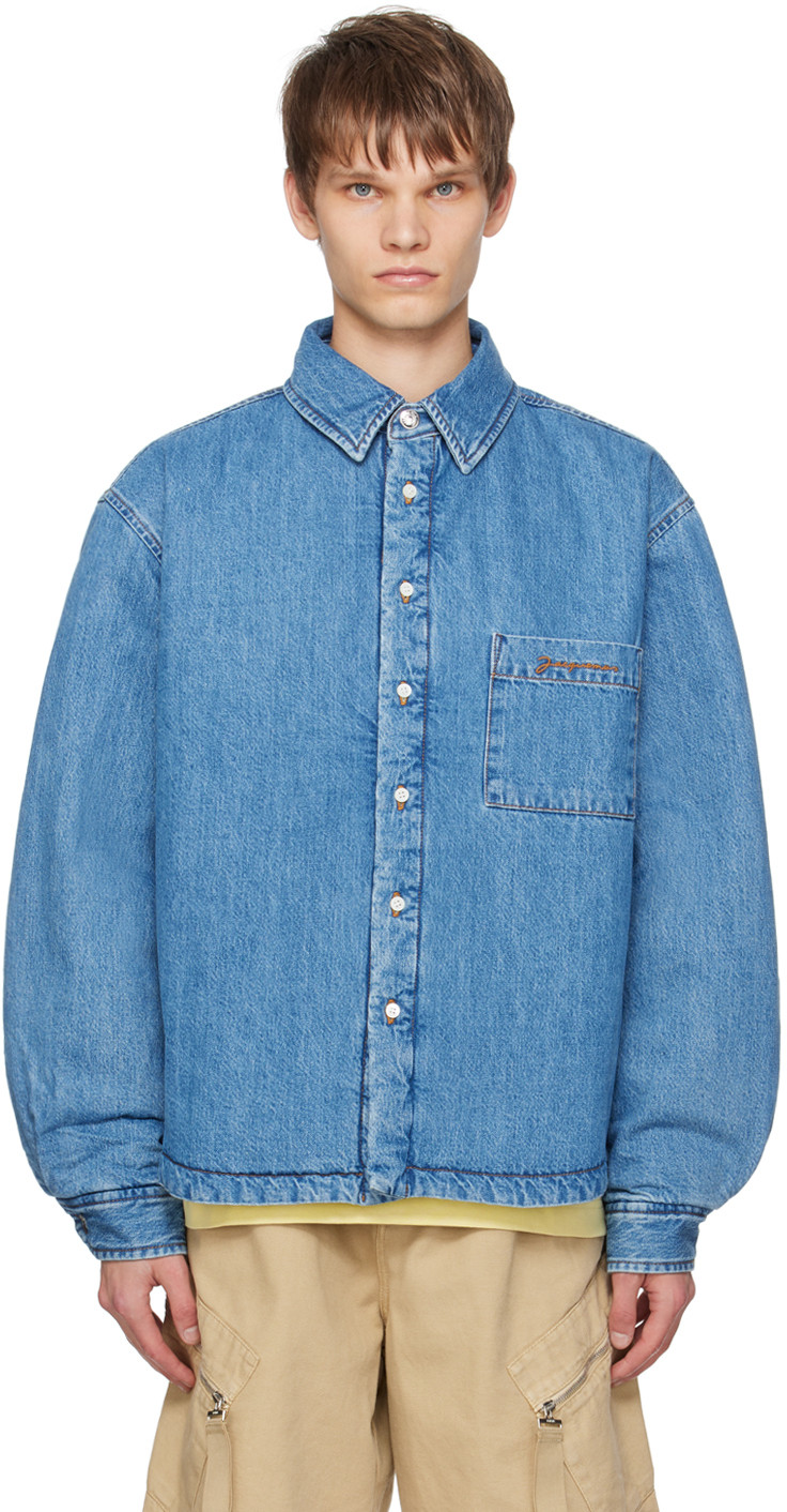 Shop Jacquemus Blue Les Classiques 'la Chemise Boulanger' Denim Jacket In 33c Blue/tabac