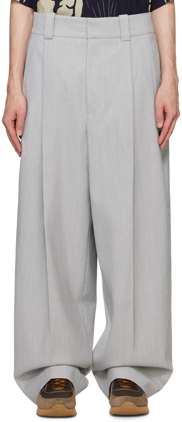 Shop Jacquemus Gray La Casa 'le Pantalon Marzio' Trousers In 910 Light Grey