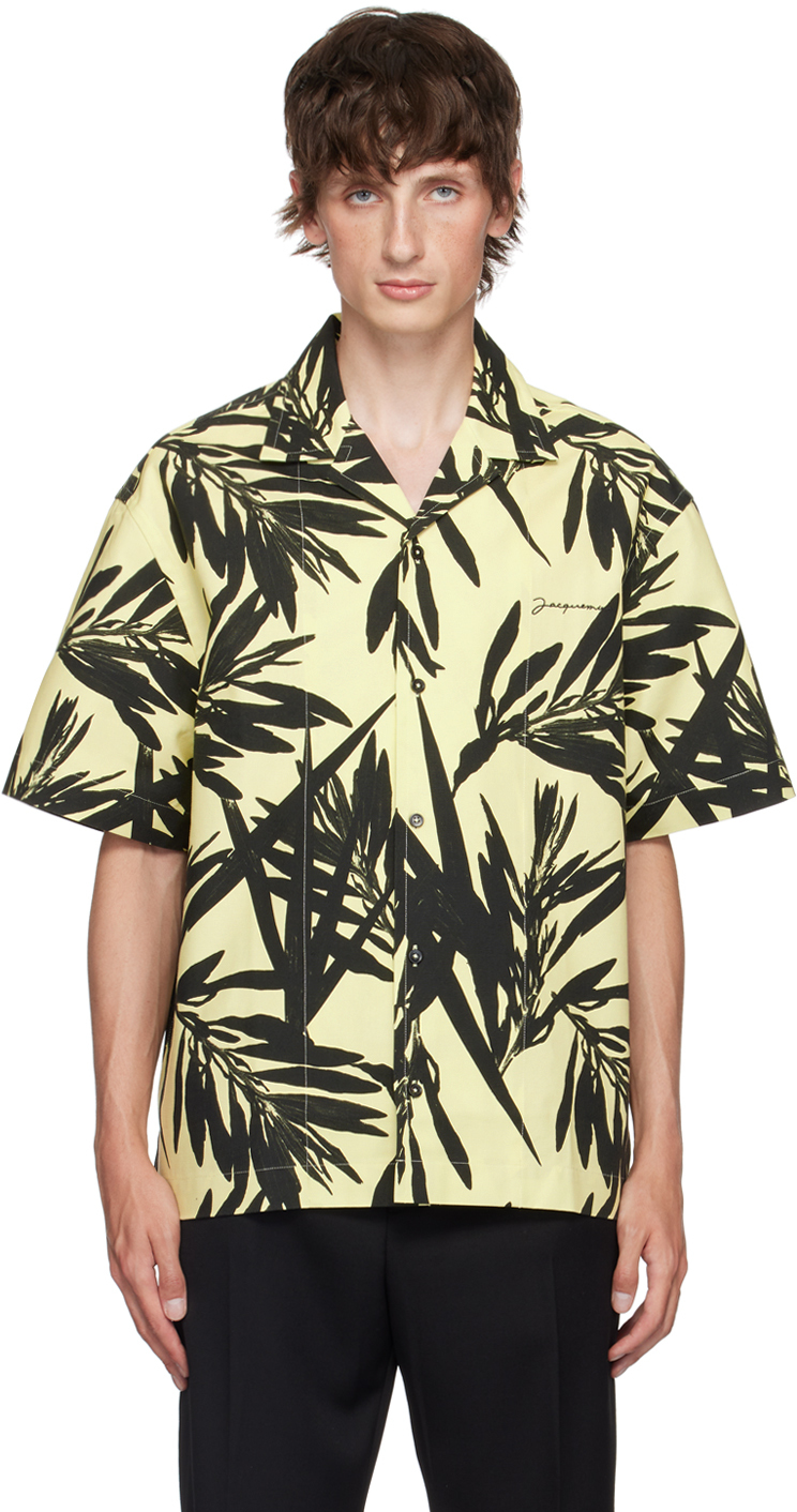 Shop Jacquemus Black & Yellow La Casa 'la Chemise Jean' Shirt In 2bf Prt Foliage