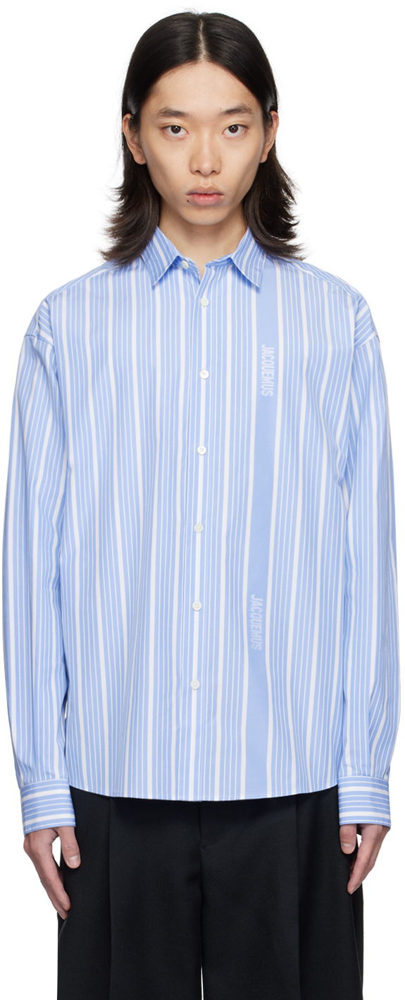 Shop Jacquemus Blue & White La Casa 'la Chemise Simon' Shirt In 3ev Jacquard Busines