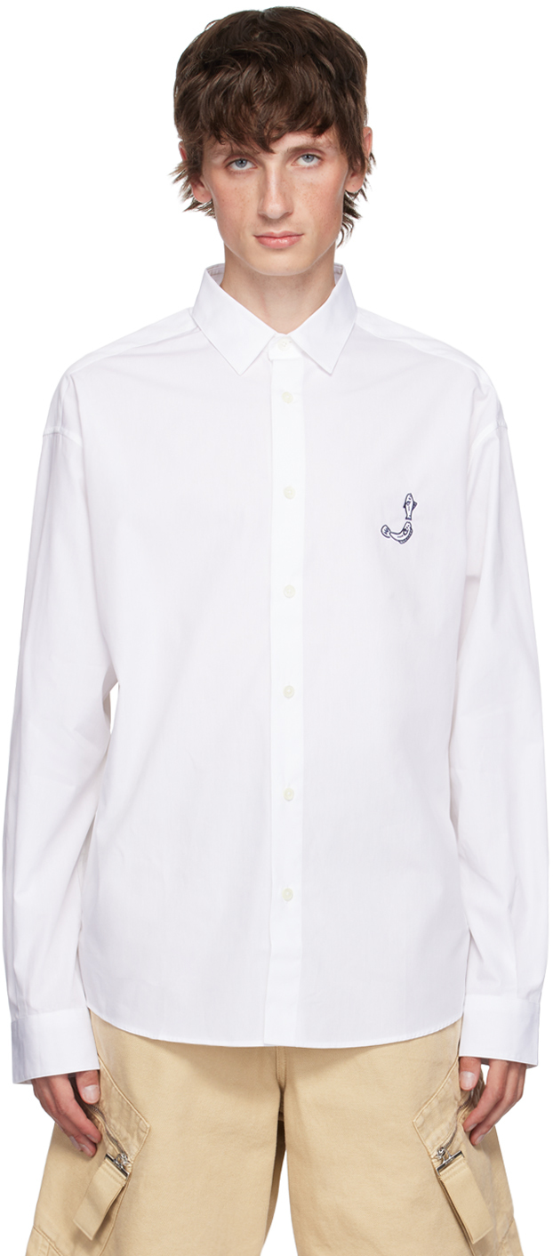 Shop Jacquemus White La Casa 'la Chemise Simon' Shirt In 1ht Fw24 Print Logo