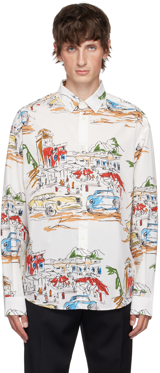 Shop Jacquemus White La Casa 'la Chemise Simon' Shirt In 1hi Print Capri Cars