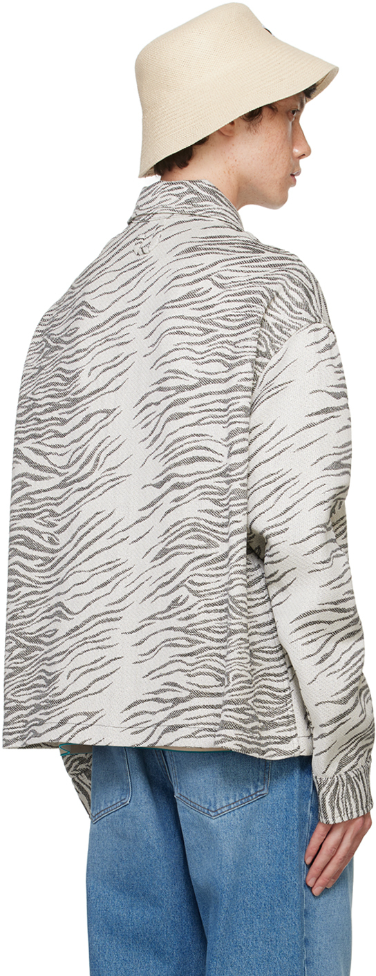 Jacquemus White & Black La Casa 'la Chemise Corto' Zebra Shirt In Jacquardmotzebra