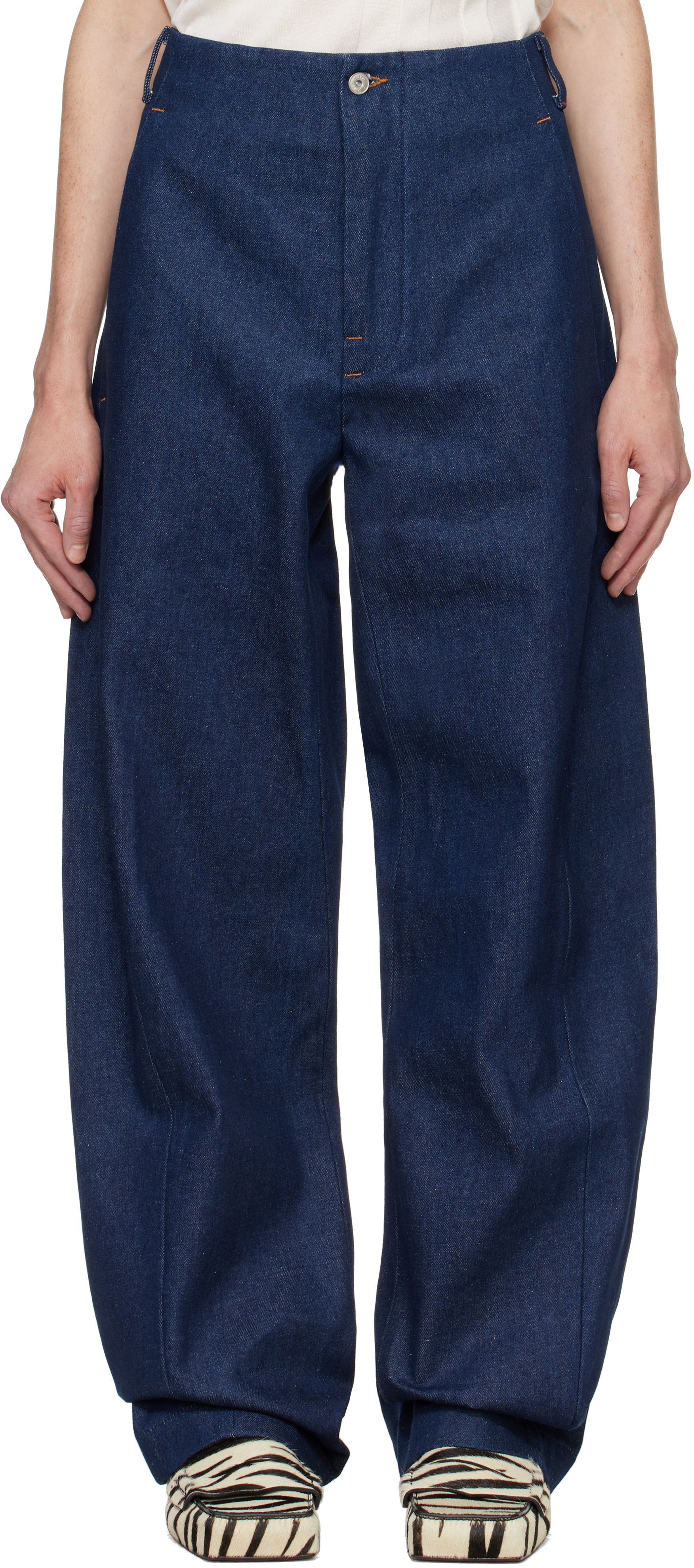 Shop Jacquemus Navy La Casa 'le De-nîmes Scala' Jeans In 380 Navy