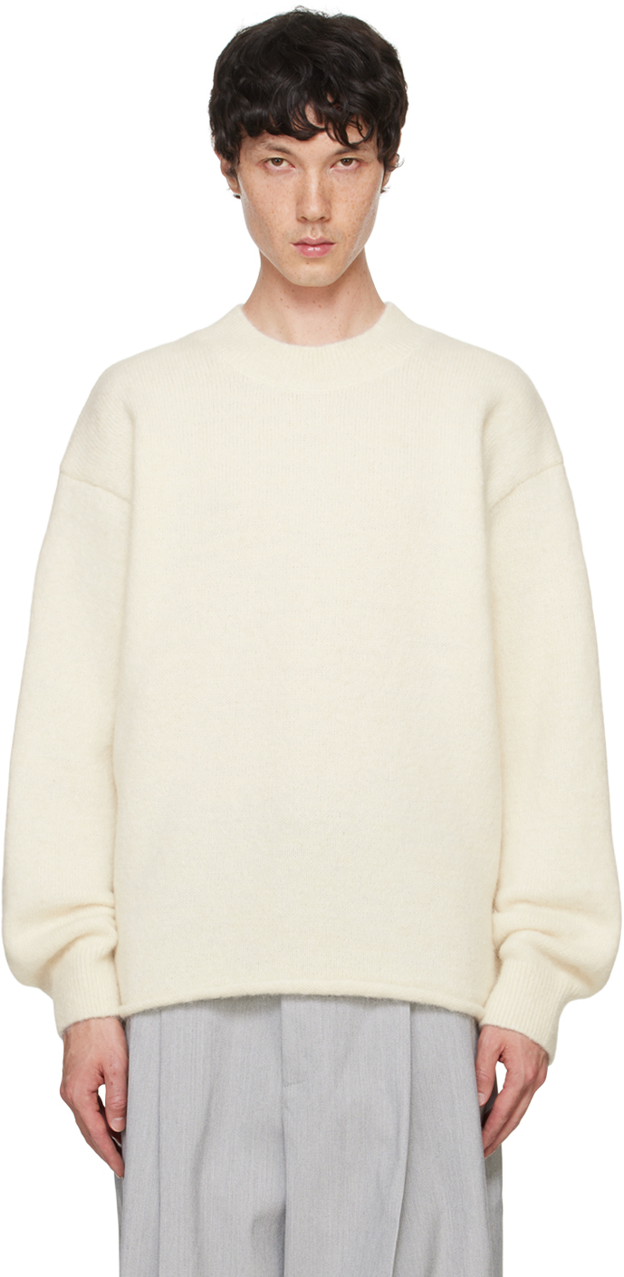 Shop Jacquemus Off-white Les Classiques 'le Pull ' Sweater In 130 Light Beige