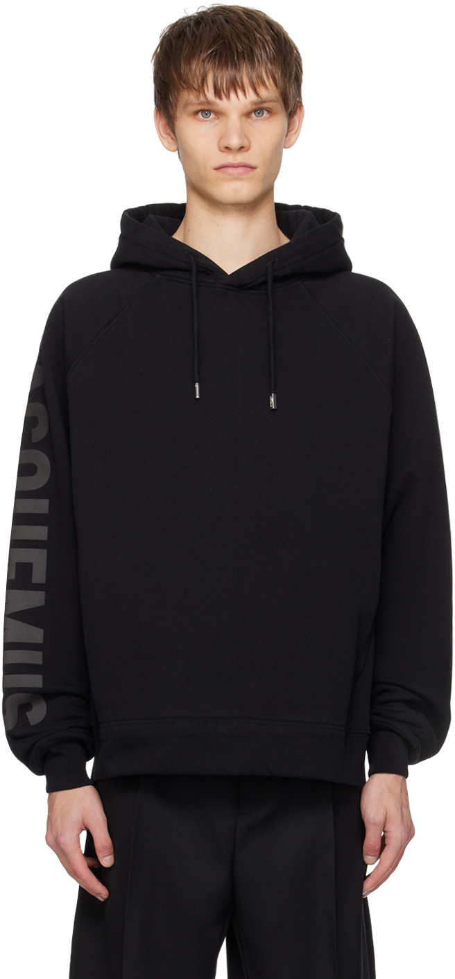 Shop Jacquemus Black Les Classiques 'le Hoodie Typo' Hoodie In 990 Black