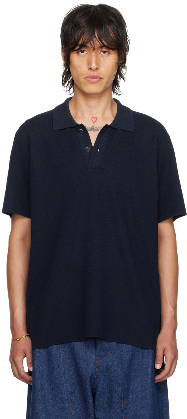 Shop Jacquemus Navy Les Classiques 'le Polo Maille' Polo In 390 Dark Navy