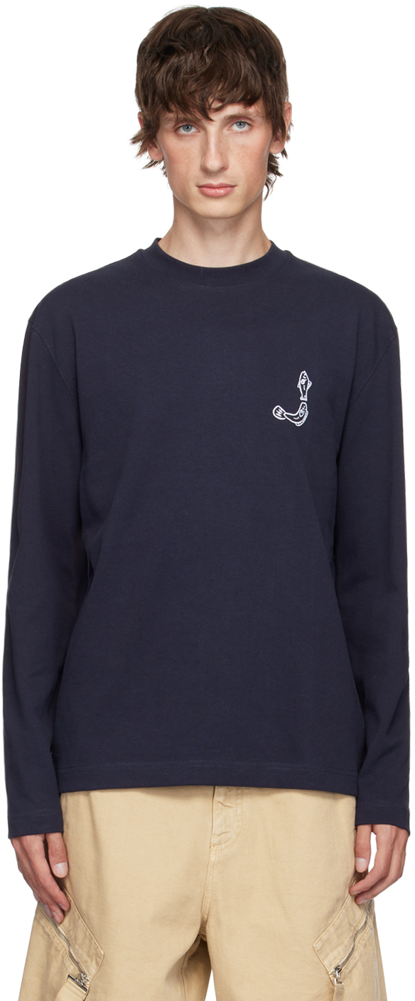 Shop Jacquemus Navy La Casa 'le T-shirt Merù Manches Longues' Long Sleeve T-shirt In 390 Dark Navy