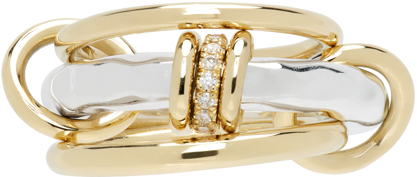 Shop Spinelli Kilcollin Silver & Gold Gemini Vulcan Ring In Sterling Silver Yg