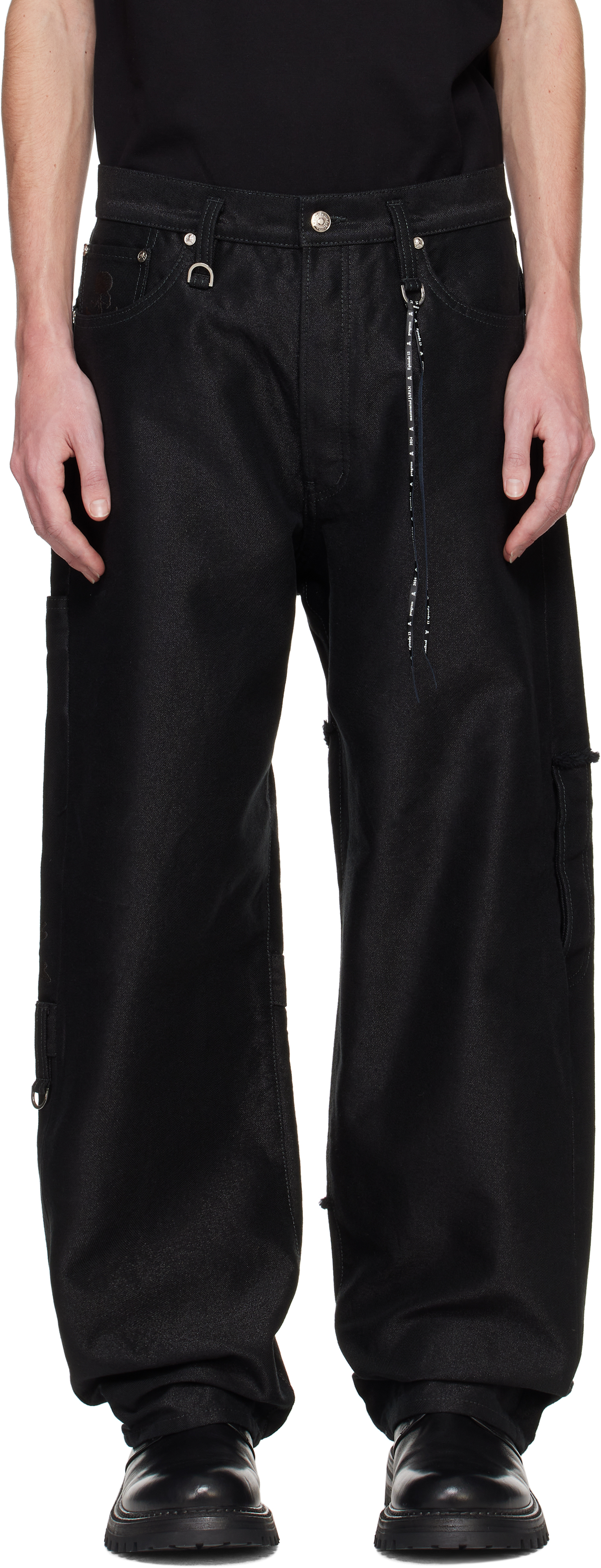 Black Puzzle Wide Straight Fit Jeans by mastermind JAPAN on Sale