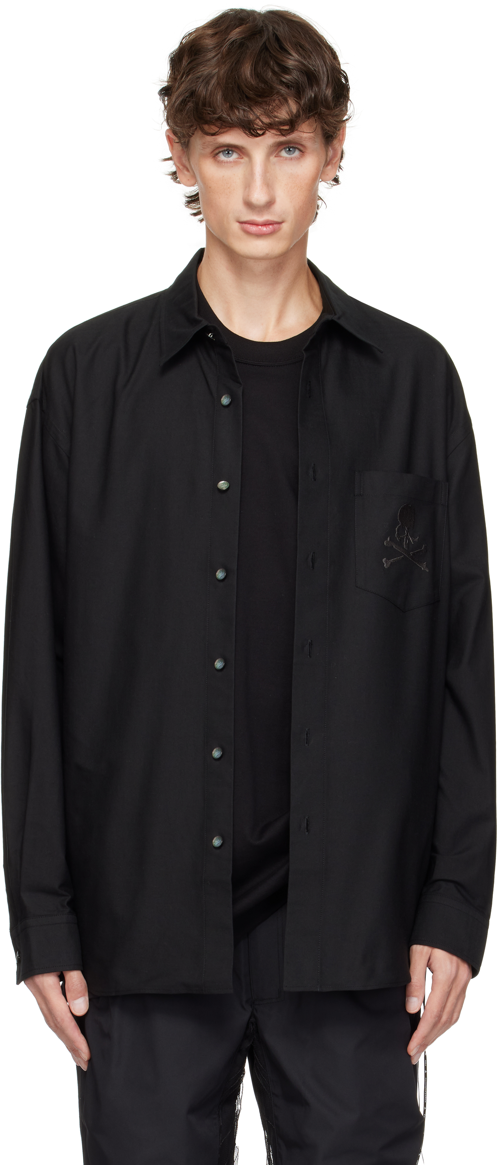 Shop Mastermind Japan Black Oxford Shirt