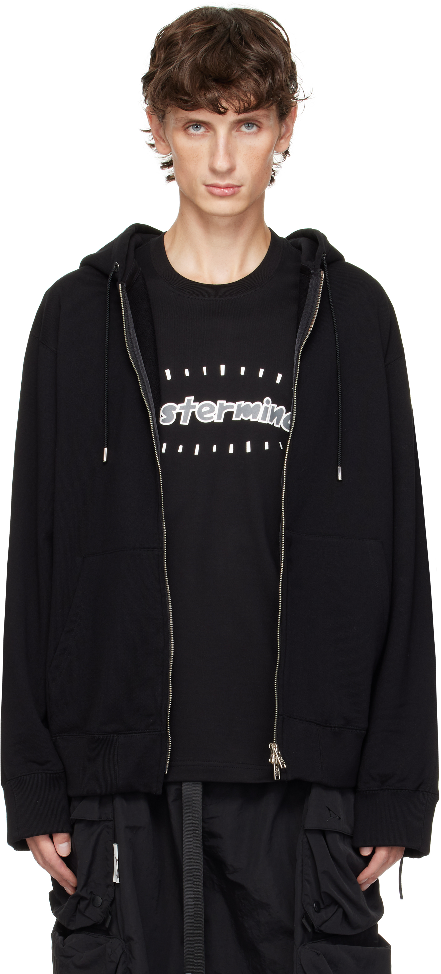 Shop Mastermind Japan Black Puzzle Full-zip Hoodie