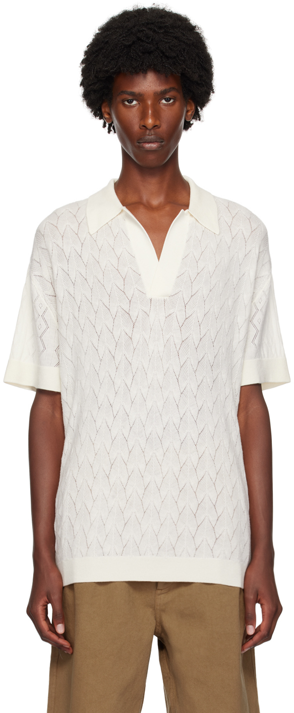 Shop King & Tuckfield Off-white Lightweight Polo In Vanilla Ice