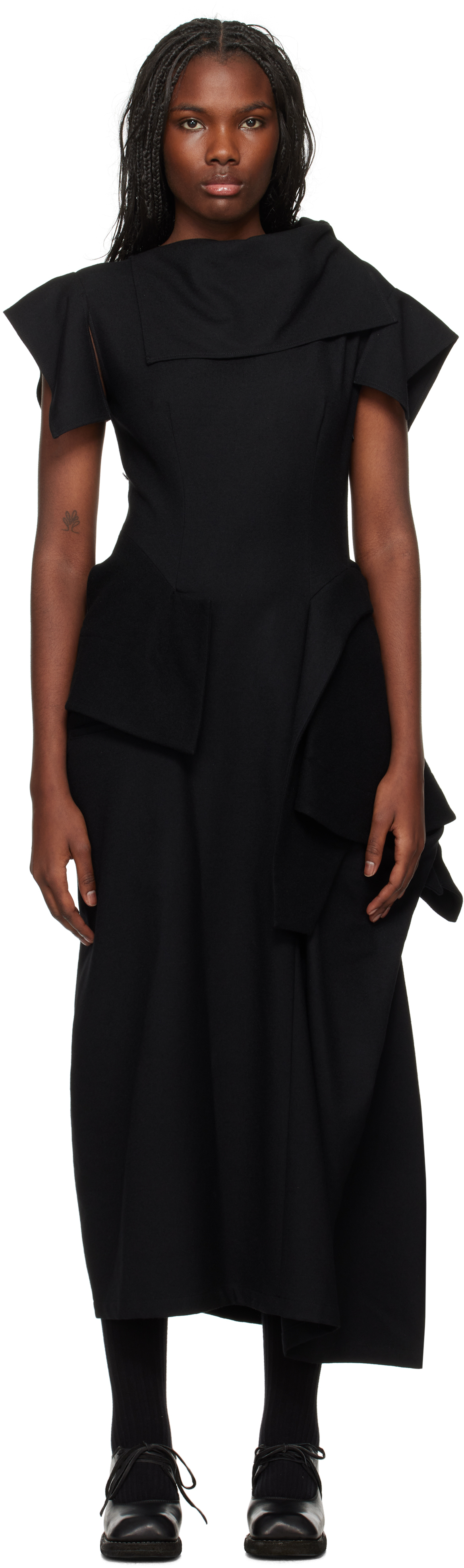 Black Asymmetry Sleeveless Maxi Dress