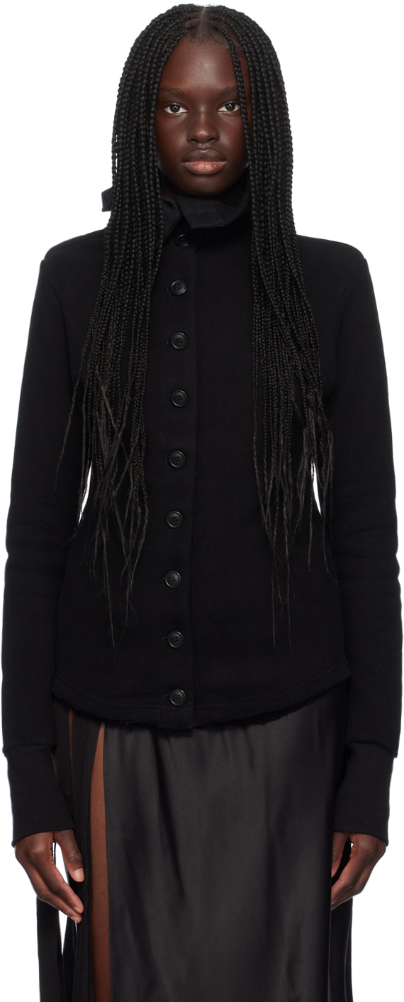 Black R-Back Side Button Turtleneck