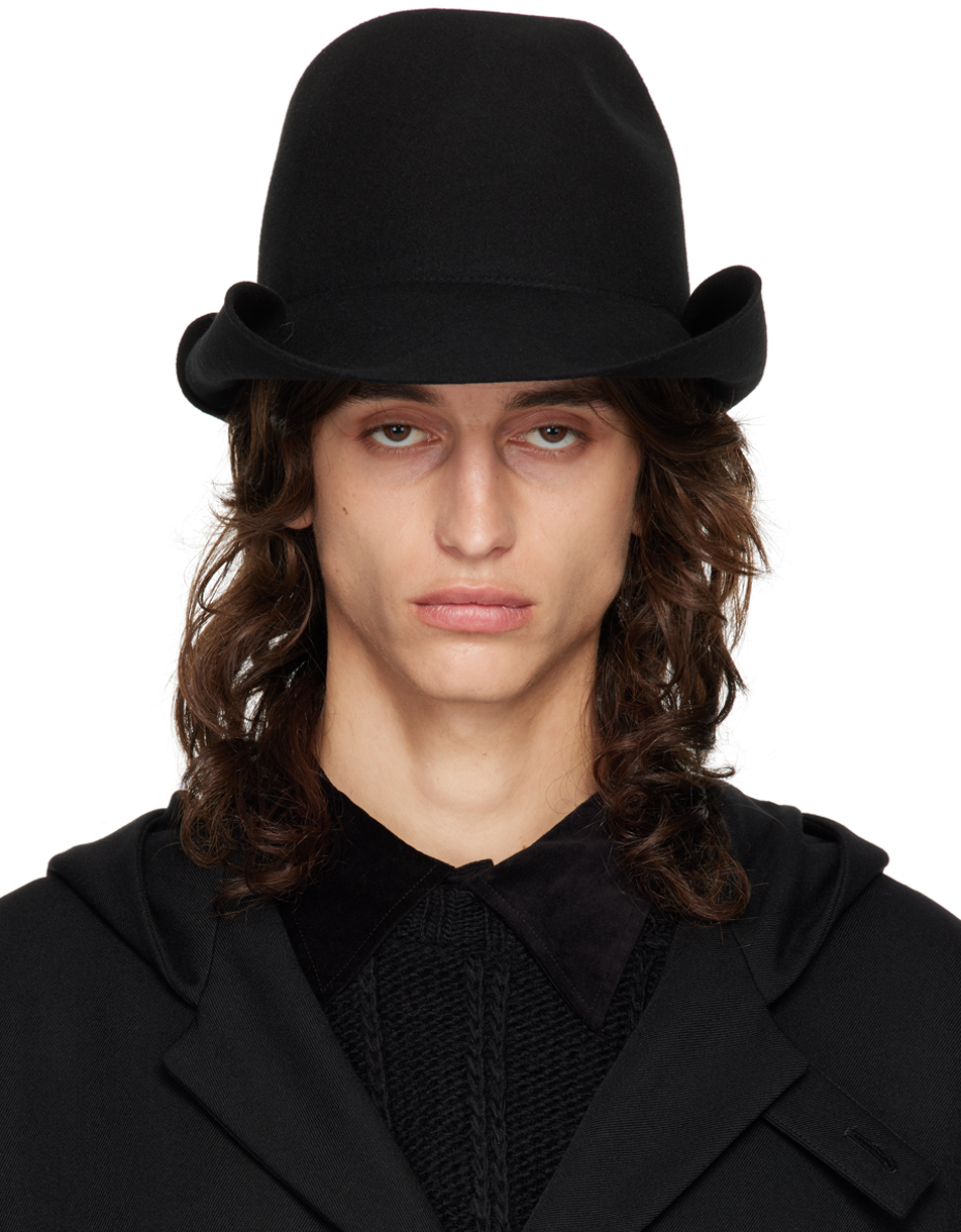 Shop Yohji Yamamoto Black Roll Brim Hat In 3 Black