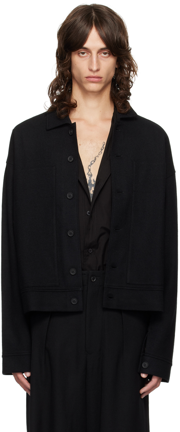 Shop Yohji Yamamoto ブラック シャツカラー ジャケット In 1 Black