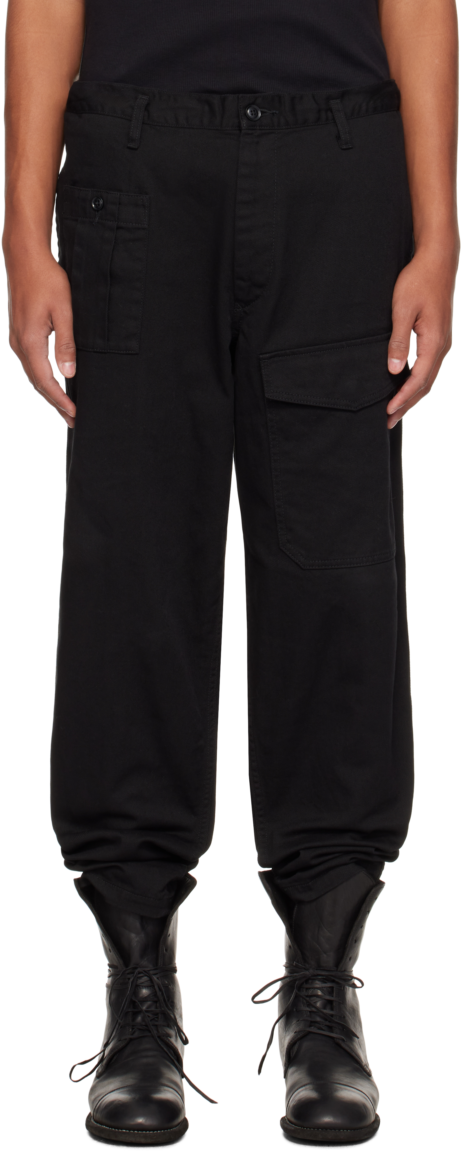 Shop Yohji Yamamoto Black Scandal Katsuragi No Tuck W Cargo Pants In 3 Black