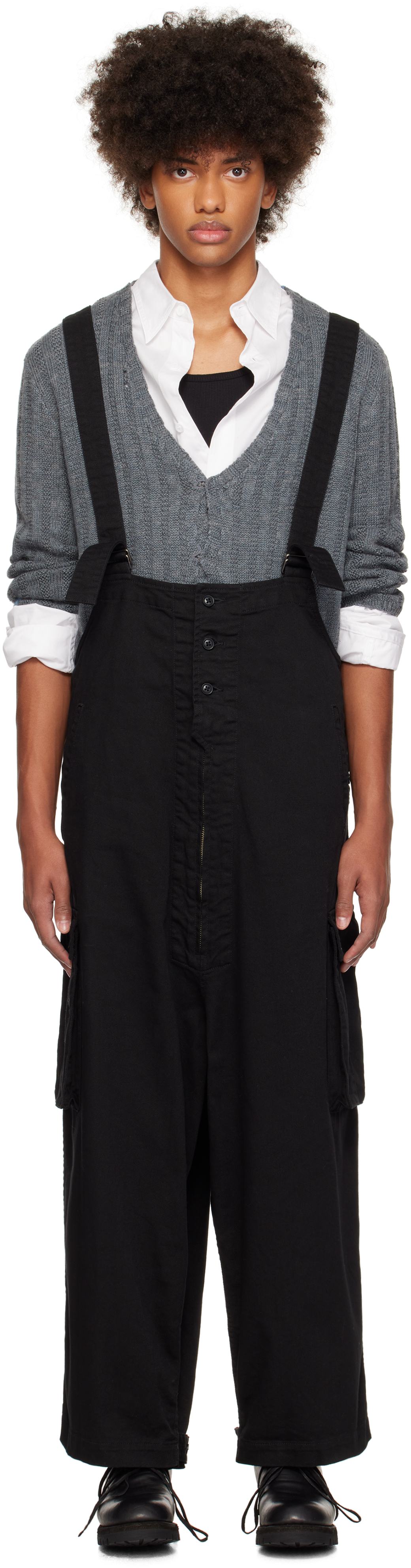 Shop Yohji Yamamoto Black Scandal Katsuragi Overalls In 3 Black