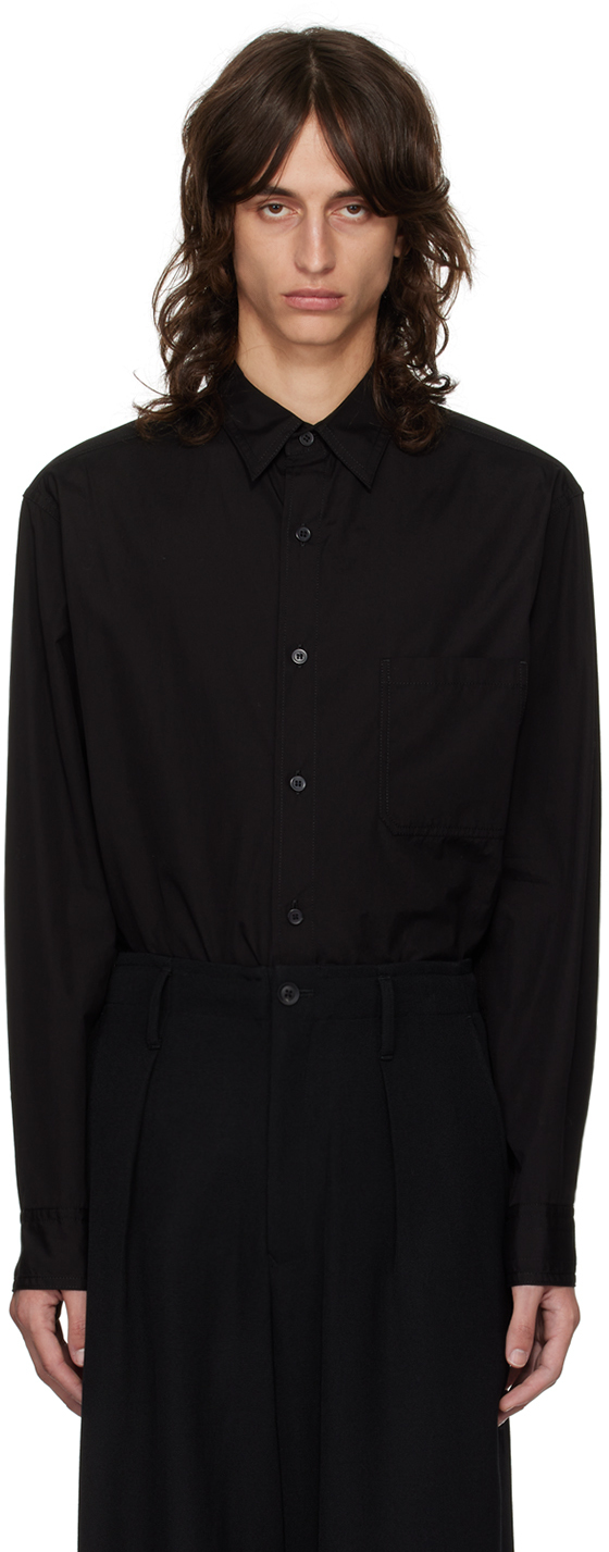 Shop Yohji Yamamoto Black J-plain Stitch Big Shirt In 2 Black