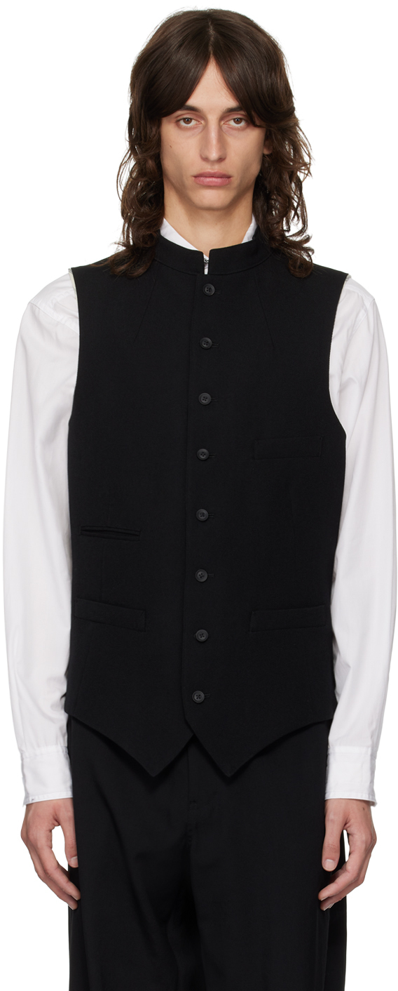 Shop Yohji Yamamoto Black A-stand Waistcoat In 1 Black