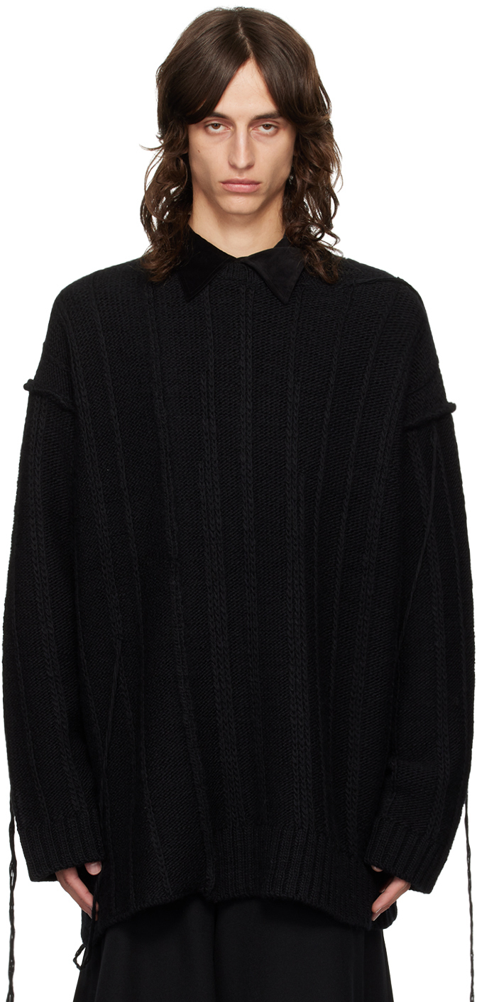 Shop Yohji Yamamoto ブラック String Switching セーター In 1 Black