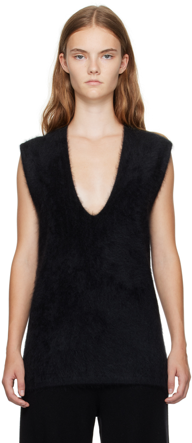 Shop Lisa Yang Black Nella Vest In Bk Black Brushed