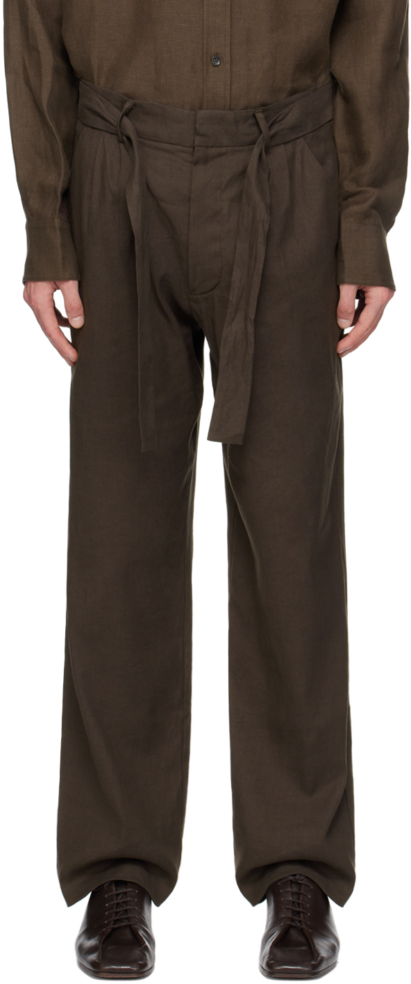 Shop Commas Brown Tailored Trousers In Chocolate