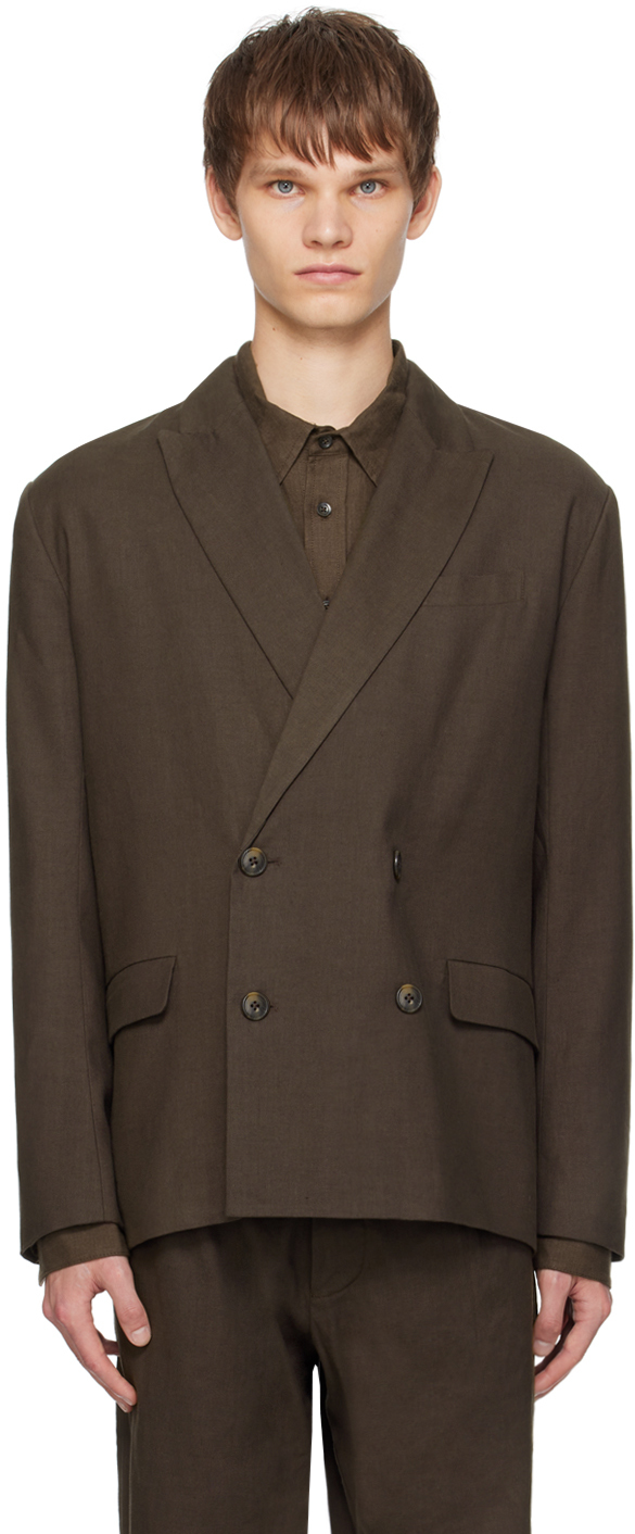 Brown Double-Breasted Blazer