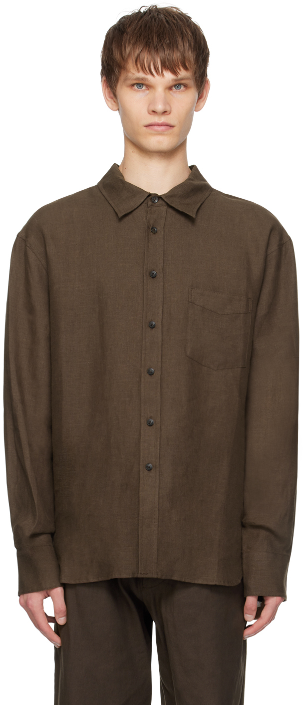 Shop Commas Brown Relaxed Shirt In Chocolate