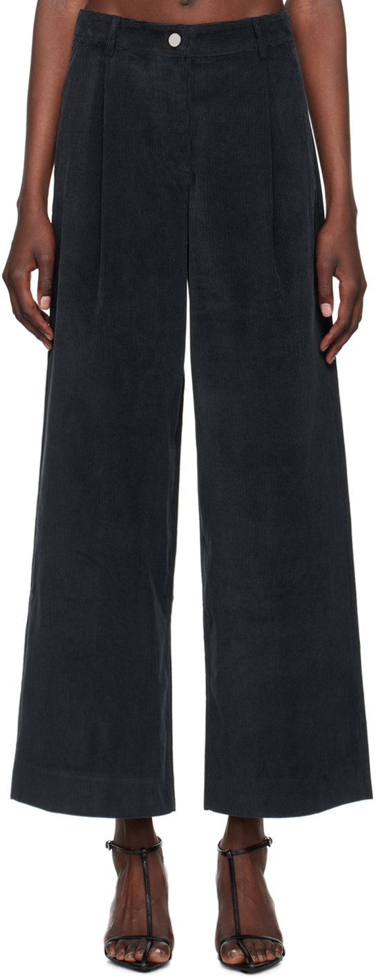 KIJUN NAVY COTTON TROUSERS 