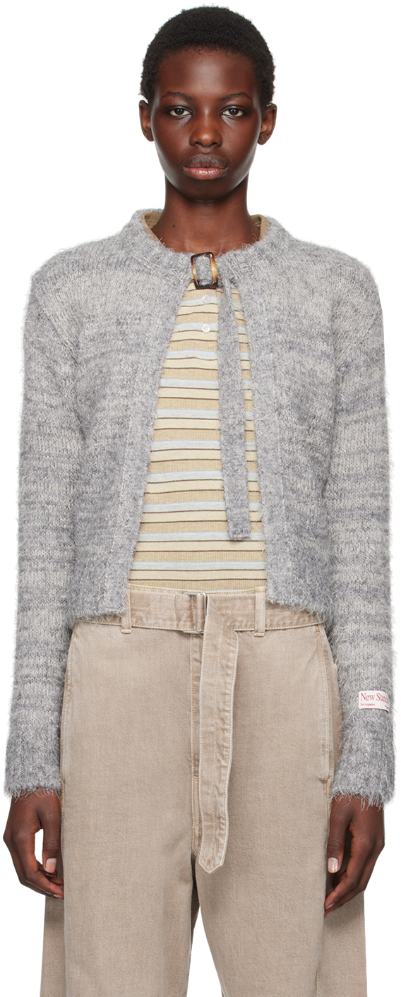 Shop Kijun Gray Belted Cardigan In Grey